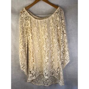 Brontë cream lace tunic dress M lined Bohemian‎ Cottagecore Fairycore